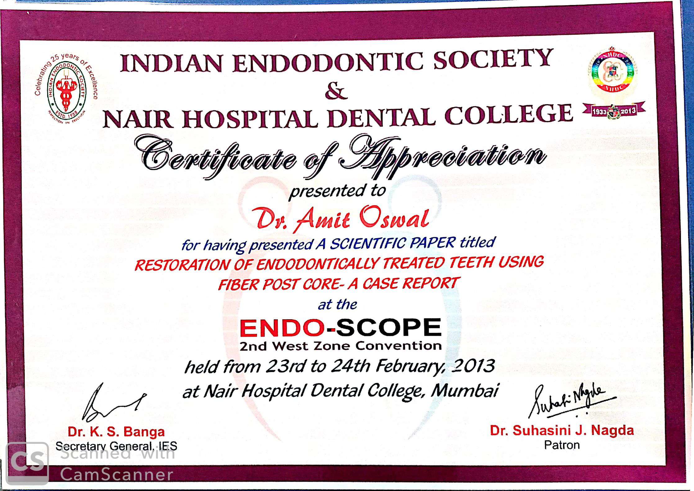 Participation at the Indian endodontic society by Odental